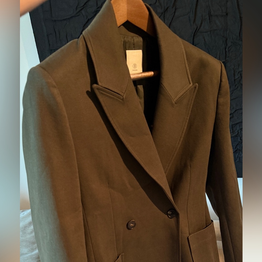 Olive Double-Breasted Blazer